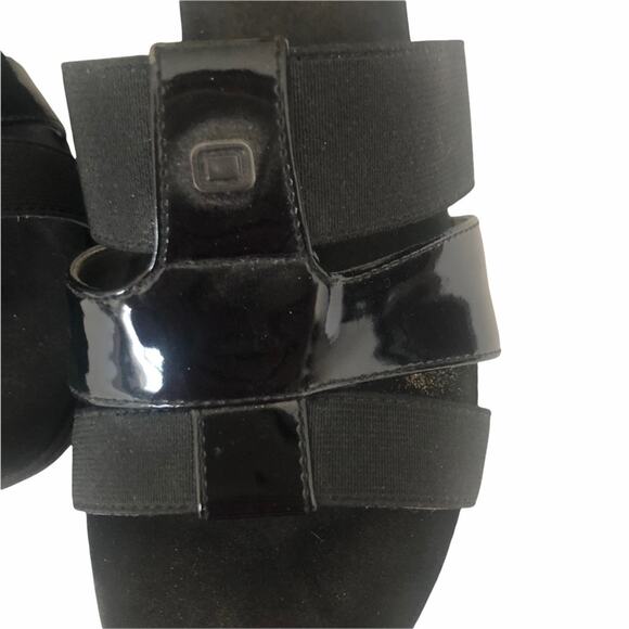 Bandolino Women Sandal Shoes 8.5 Black Slide In Wedge 3 Strap Backless Office - Picture 7 of 11